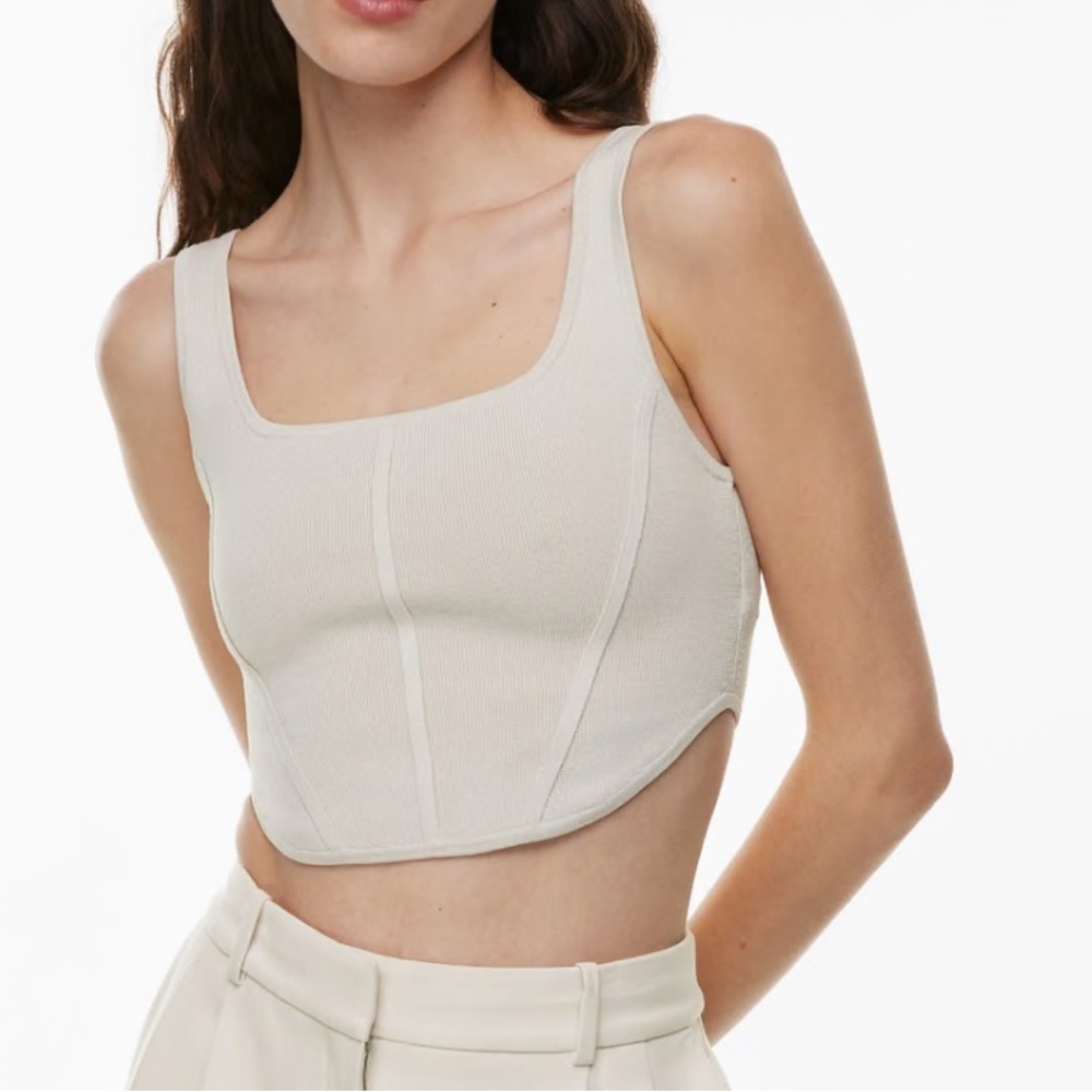 NWT Aritzia Babaton color Matte Pearl Sculpt Knit Bustier Tank 4800